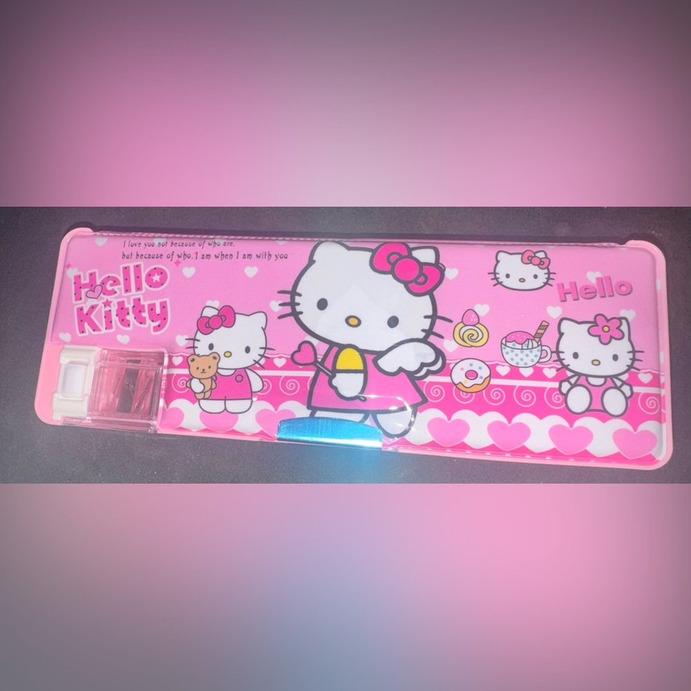 Hello Kitty Pink double sided pencil case stationary NEW